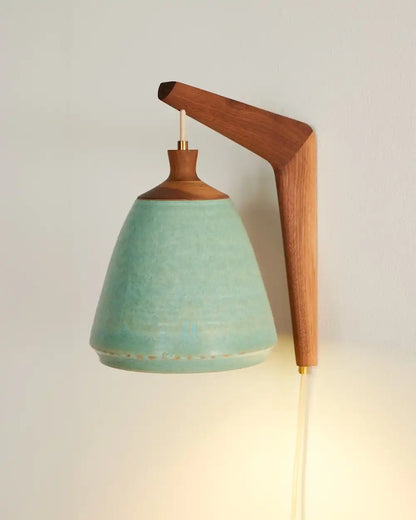 HANDMADE STONEWARE & WOOD SCONCE