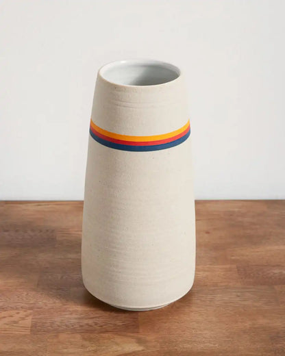 HANDMADE STONEWARE & WOOD STEM VASE