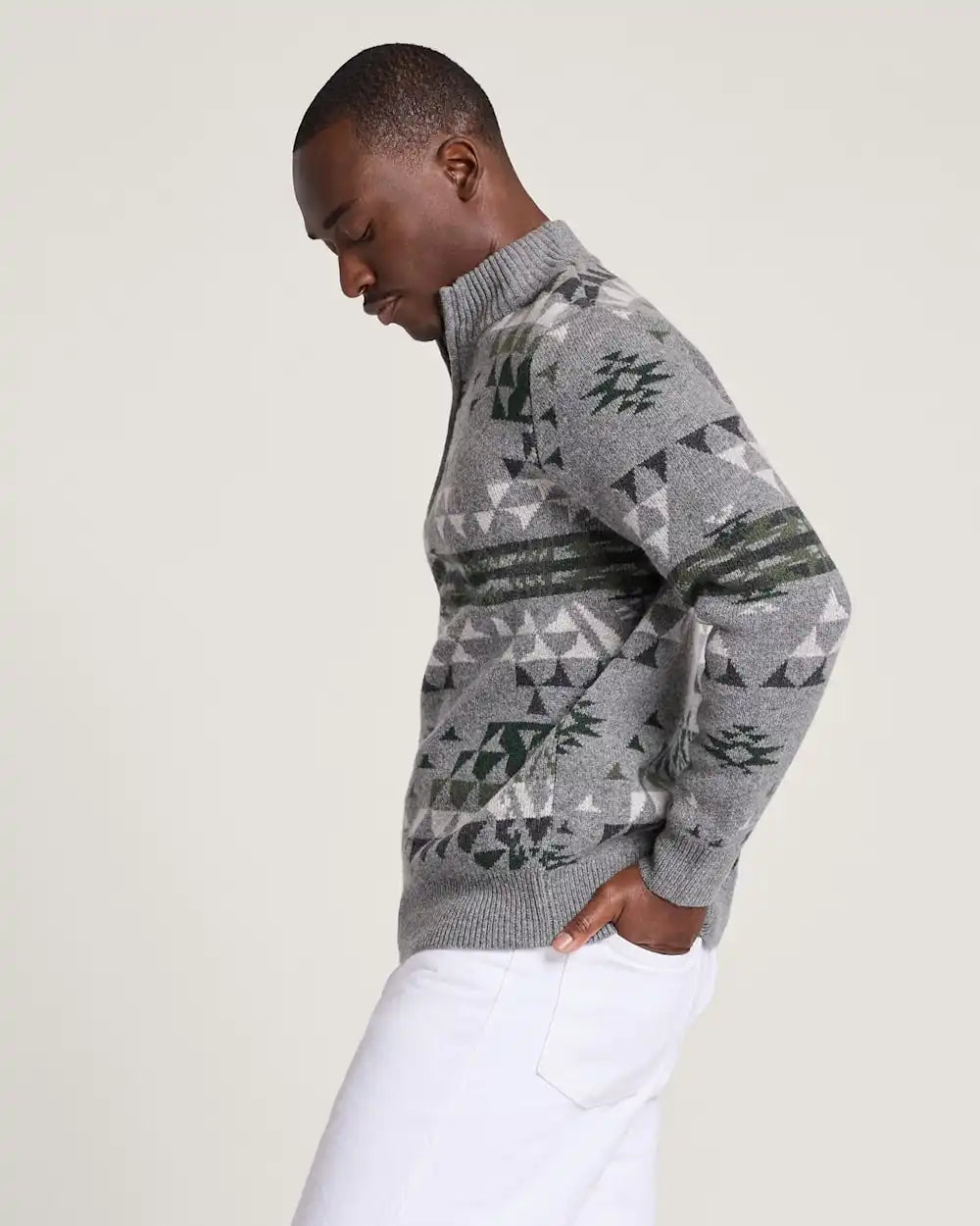 MEN'S AUTUMN BIRCH LAMBSWOOL QUARTER-ZIP SWEATER