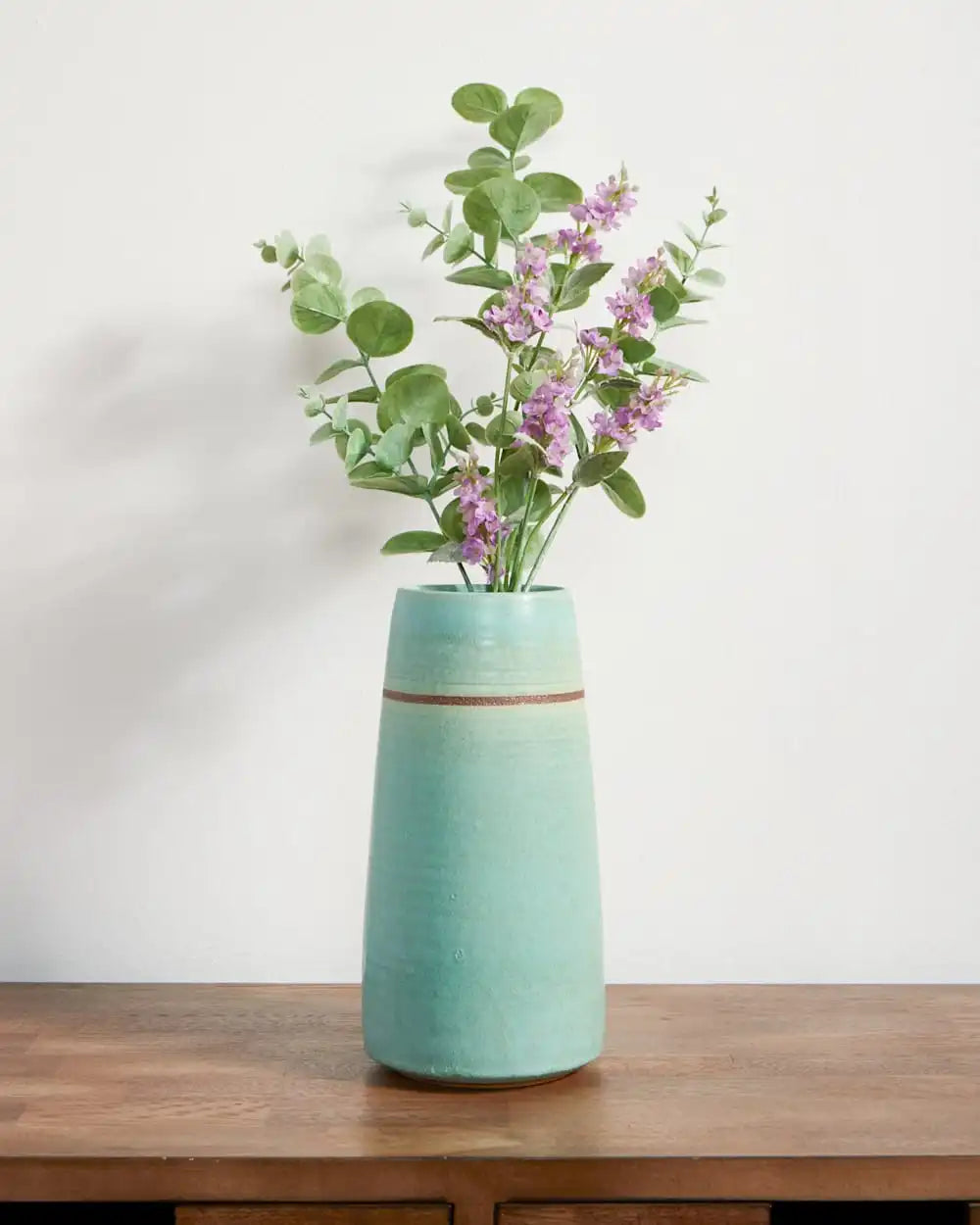 HANDMADE STONEWARE & WOOD STEM VASE