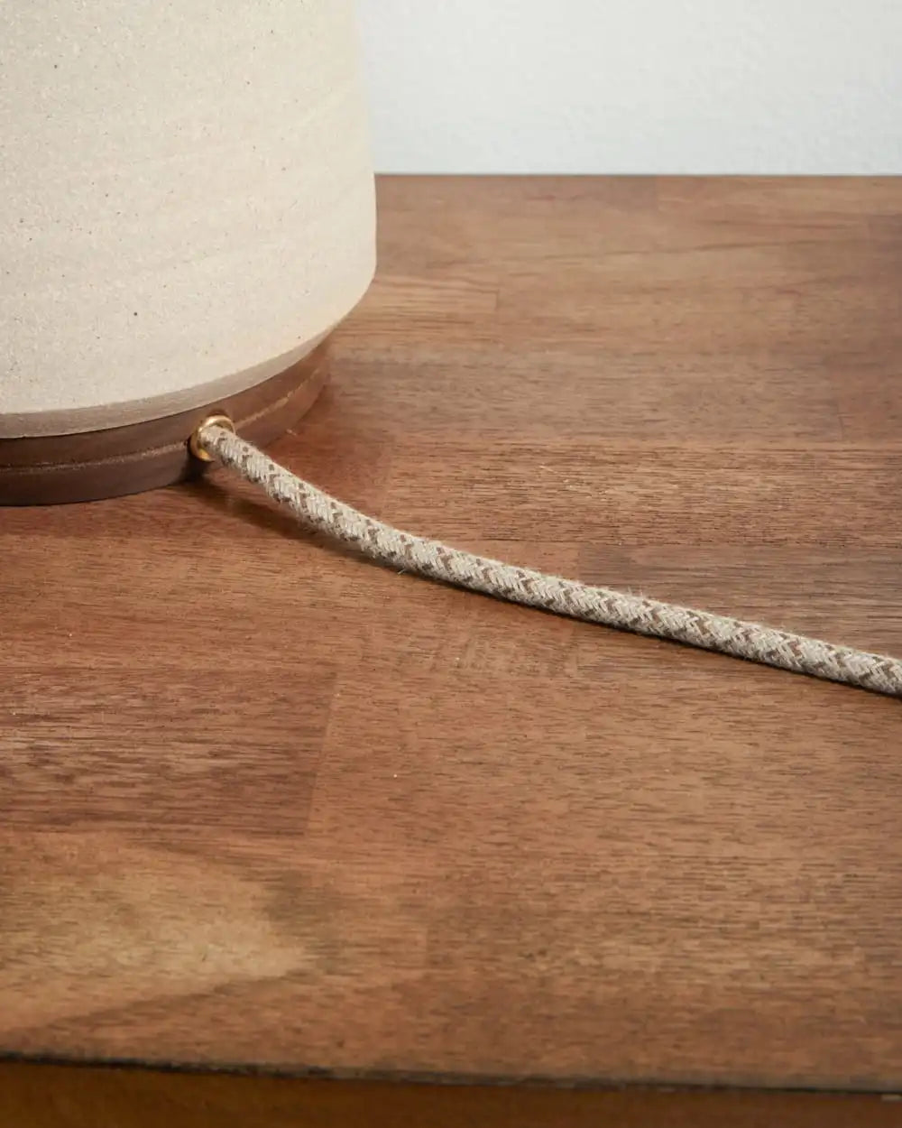 HANDMADE STONEWARE & WOOD TABLE LAMP