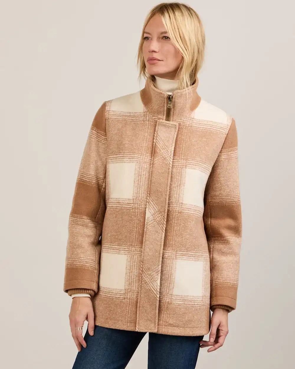 WOMEN'S PLAID WOOL COAT