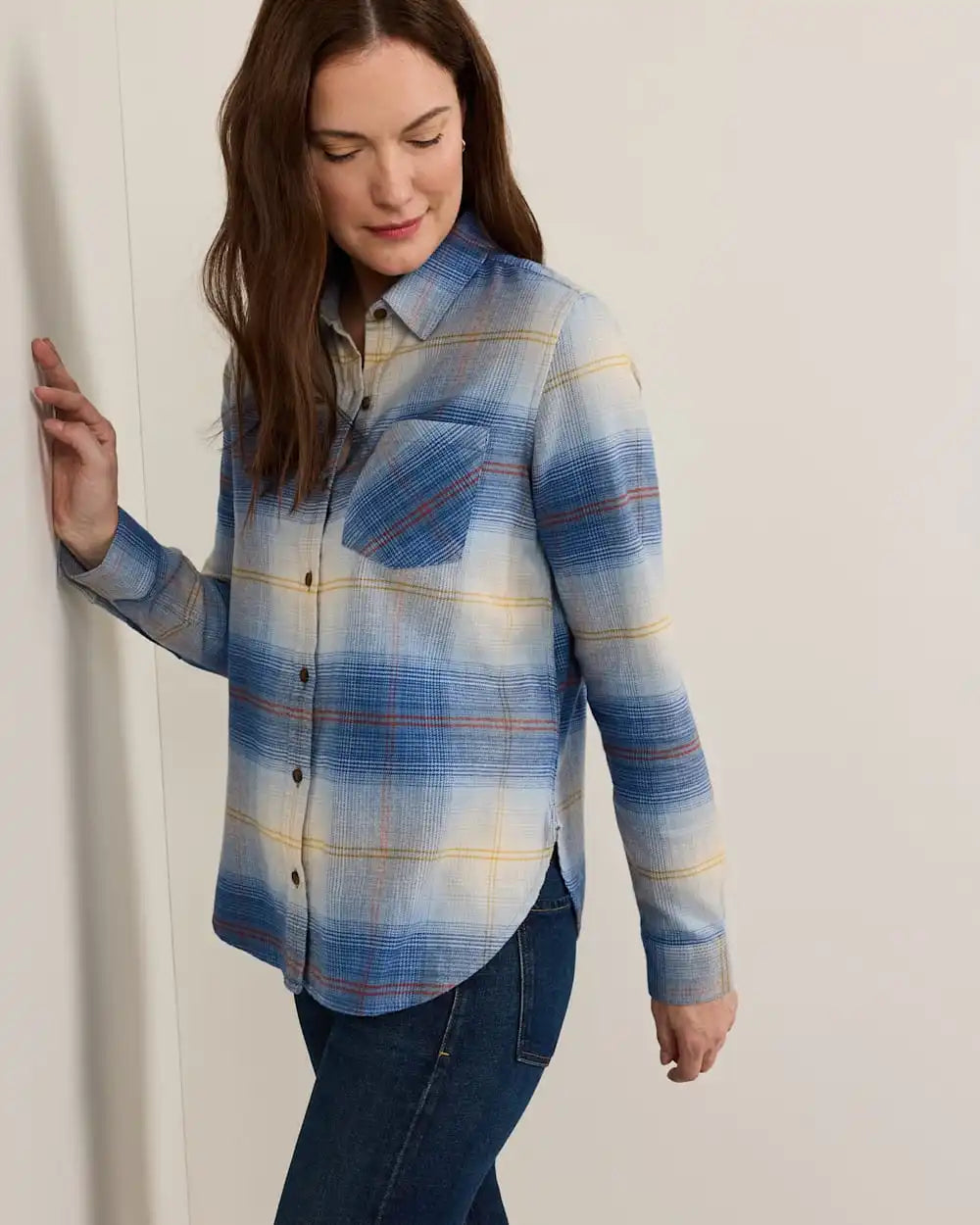 WOMEN'S PLAID COTTON FLANNEL RELAXED SHIRT