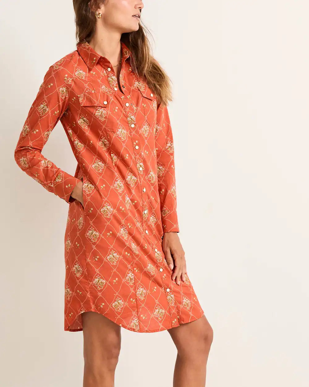 WOMEN'S COWGIRL LATTICE GAMBLER SHIRT DRESS