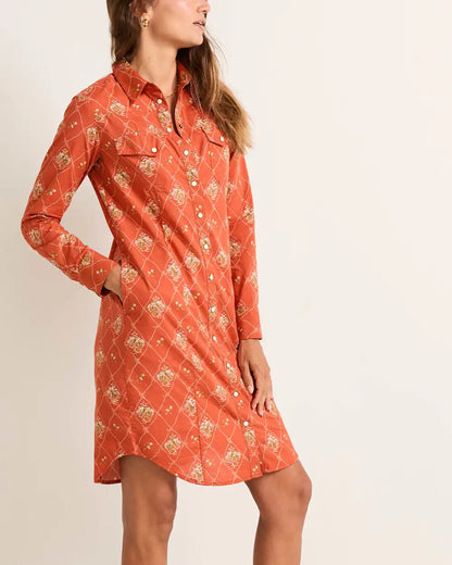 WOMEN'S COWGIRL LATTICE GAMBLER SHIRT DRESS