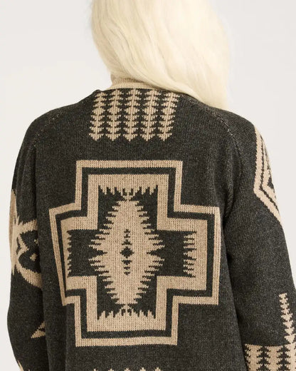 WOMEN'S LAMBSWOOL MIXED GRAPHIC CARDIGAN