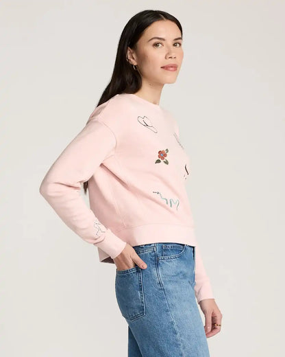 WOMEN'S WESTERN GRAPHIC FRENCH TERRY PULLOVER