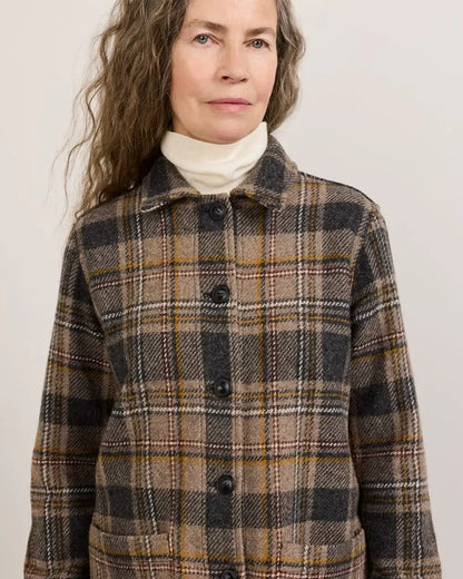 WOMEN'S PLAID JOLENE WOOL FRINGED JACKET