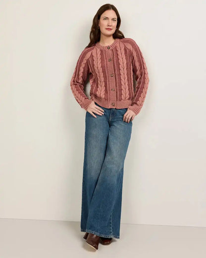 WOMEN'S COTTON CABLE CARDIGAN