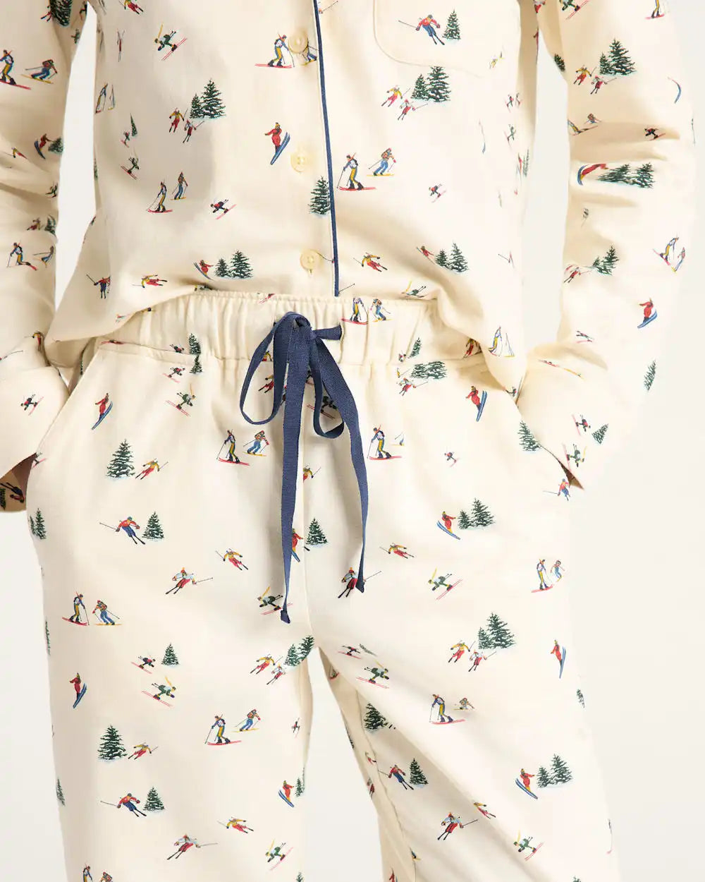 WOMEN'S SKI PRINT FLANNEL PAJAMA SET