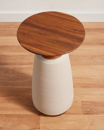 HANDMADE STONEWARE & WOOD COCKTAIL TABLE