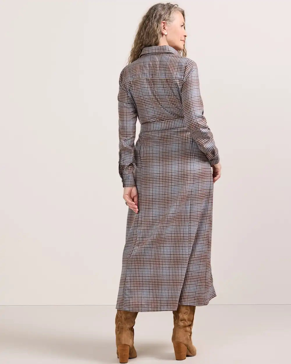 WOMEN'S PLAID WORSTED WOOL SHIRT DRESS
