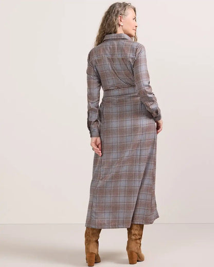WOMEN'S PLAID WORSTED WOOL SHIRT DRESS