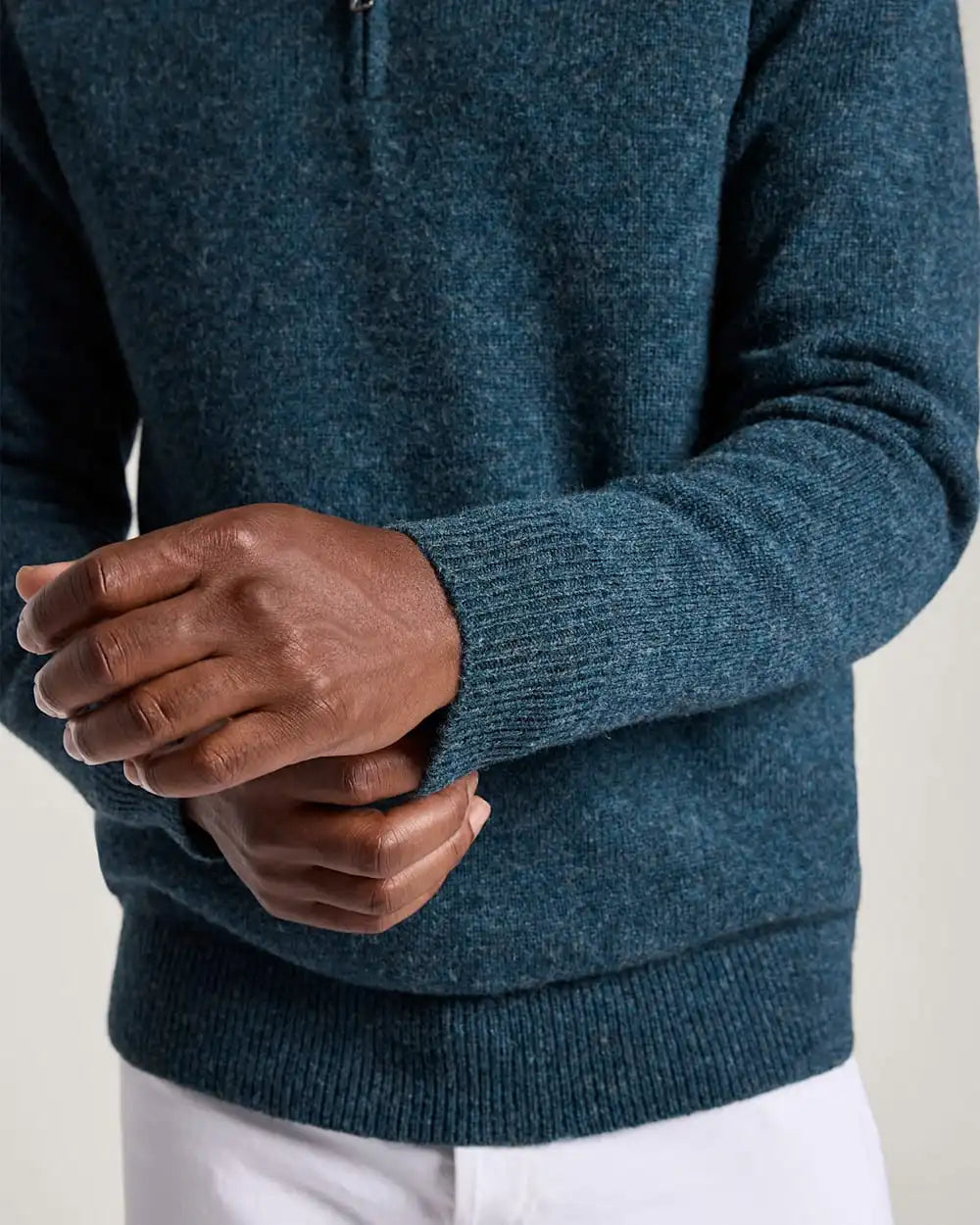 MEN'S SHETLAND COLLECTION QUARTER-ZIP SWEATER