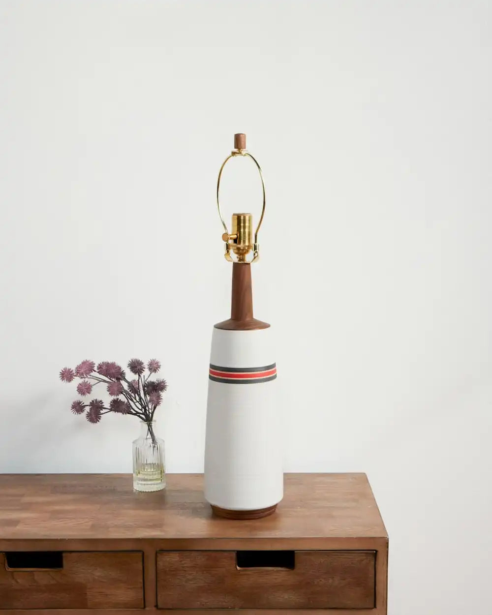 HANDMADE STONEWARE & WOOD TABLE LAMP