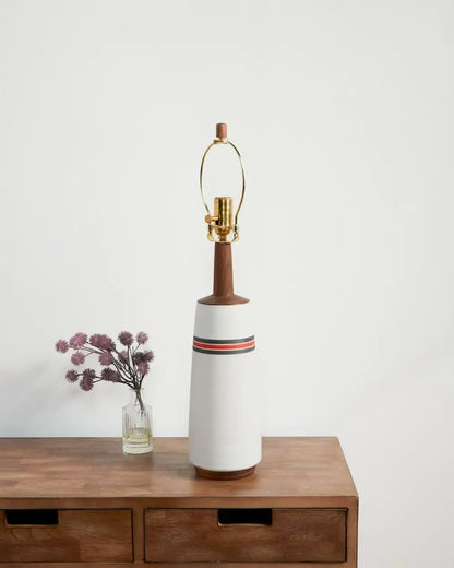 HANDMADE STONEWARE & WOOD TABLE LAMP