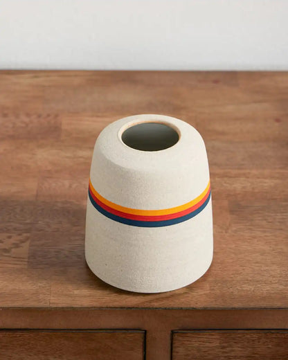 HANDMADE STONEWARE & WOOD BUD VASE