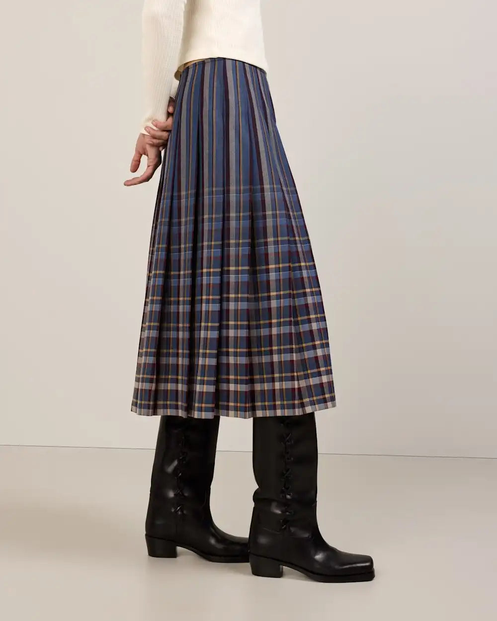 WOMEN'S WORSTED WOOL PLEATED SKIRT