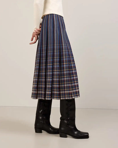 WOMEN'S WORSTED WOOL PLEATED SKIRT