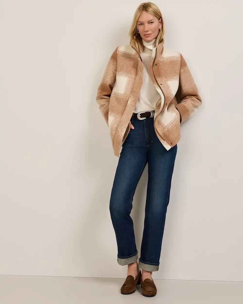 WOMEN'S PLAID WOOL COAT