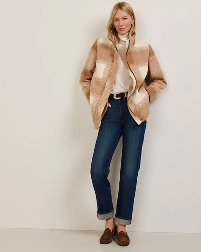 WOMEN'S PLAID WOOL COAT