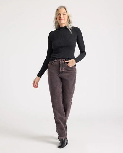 WOMEN'S RIB MERINO MOCKNECK