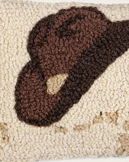 COWBOY HAT HOOKED SMALL LUMBAR PILLOW