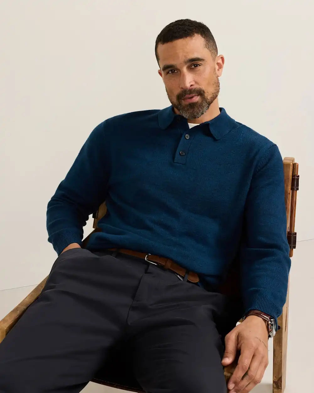MEN'S MERINO POLO SWEATER