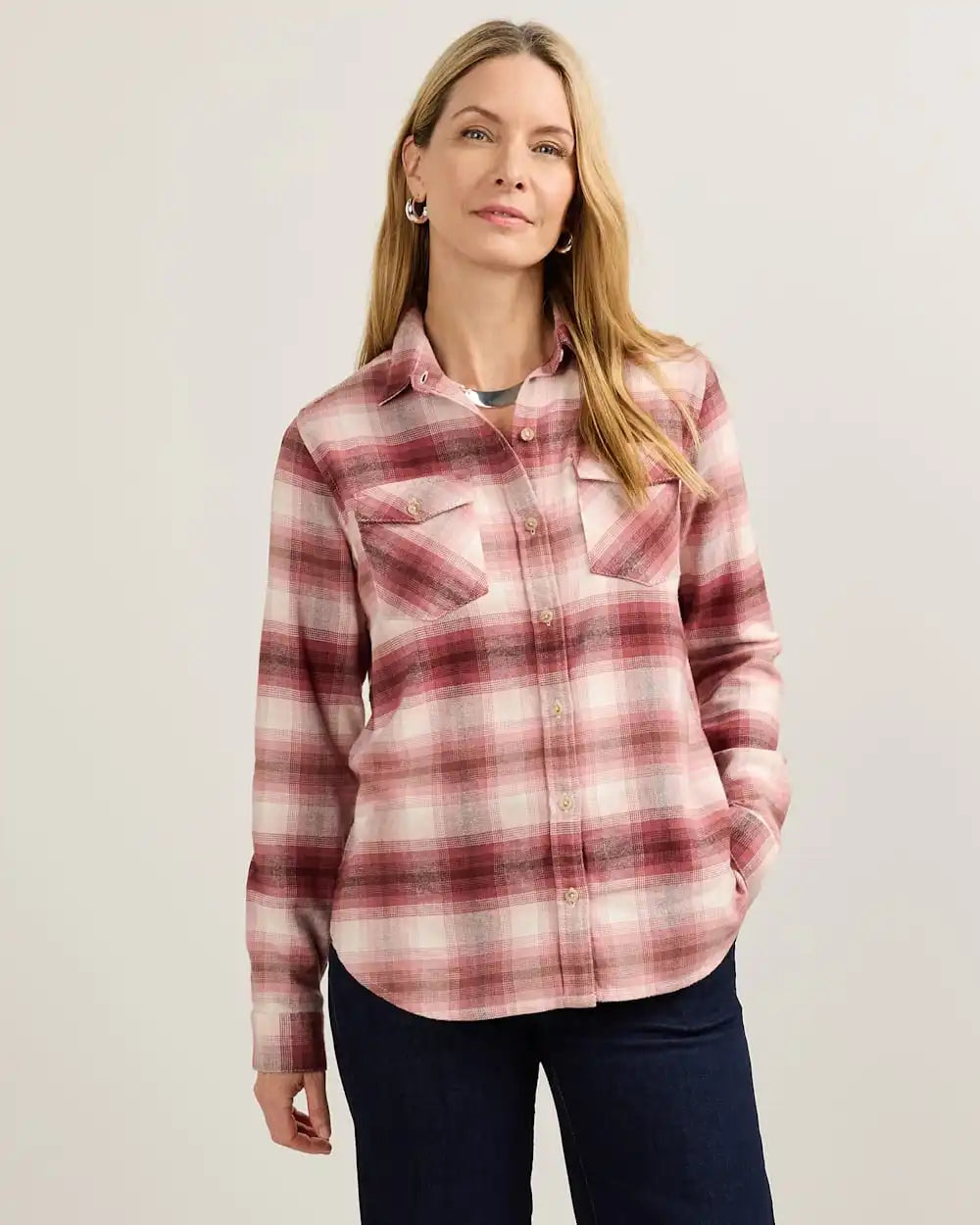 WOMEN'S PLAID PERFECT TWO POCKET FLANNEL SHIRT