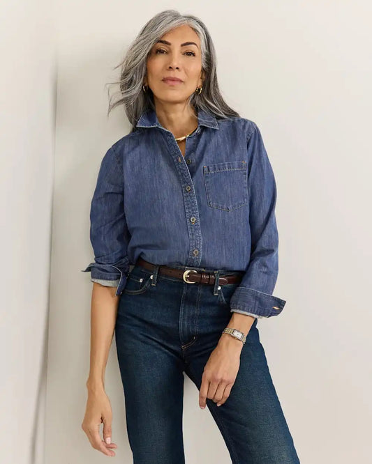 WOMEN'S CHAMBRAY PERFECT ONE POCKET SHIRT