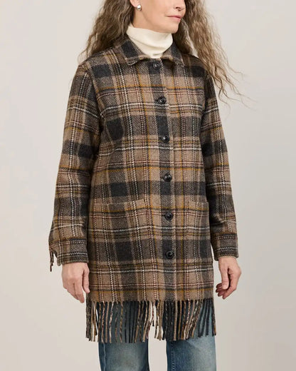 WOMEN'S PLAID JOLENE WOOL FRINGED JACKET