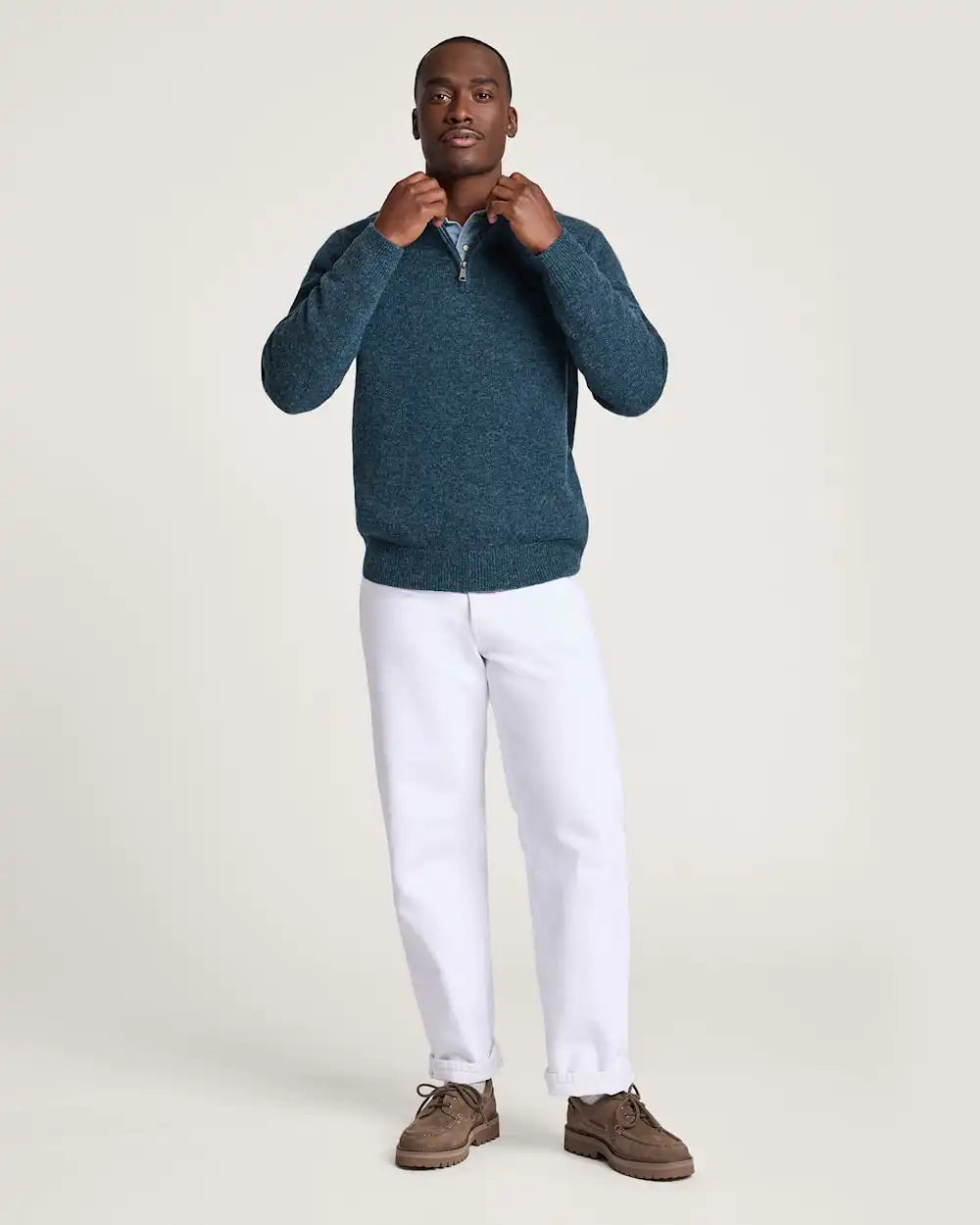 MEN'S SHETLAND COLLECTION QUARTER-ZIP SWEATER