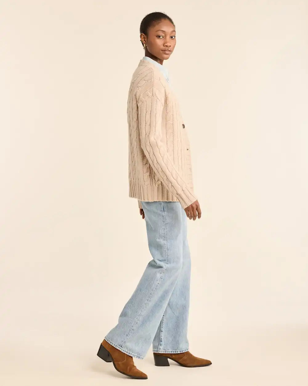 WOMEN'S SHETLAND COLLECTION FISHERMAN CARDIGAN