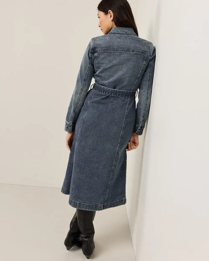 WOMEN'S DENIM MIDI SHIRT DRESS