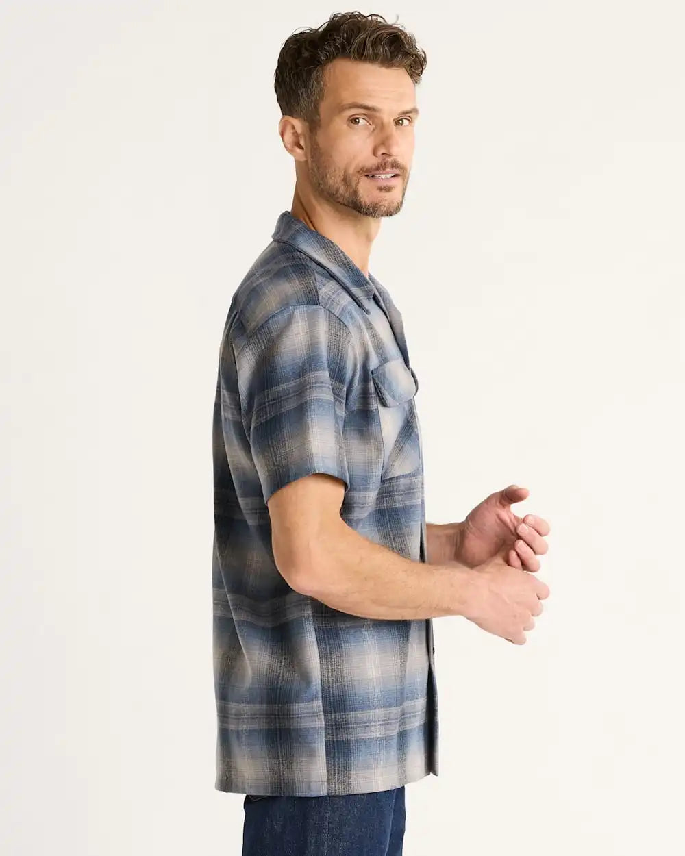 MEN'S SHORT-SLEEVE PLAID BOARD SHIRT