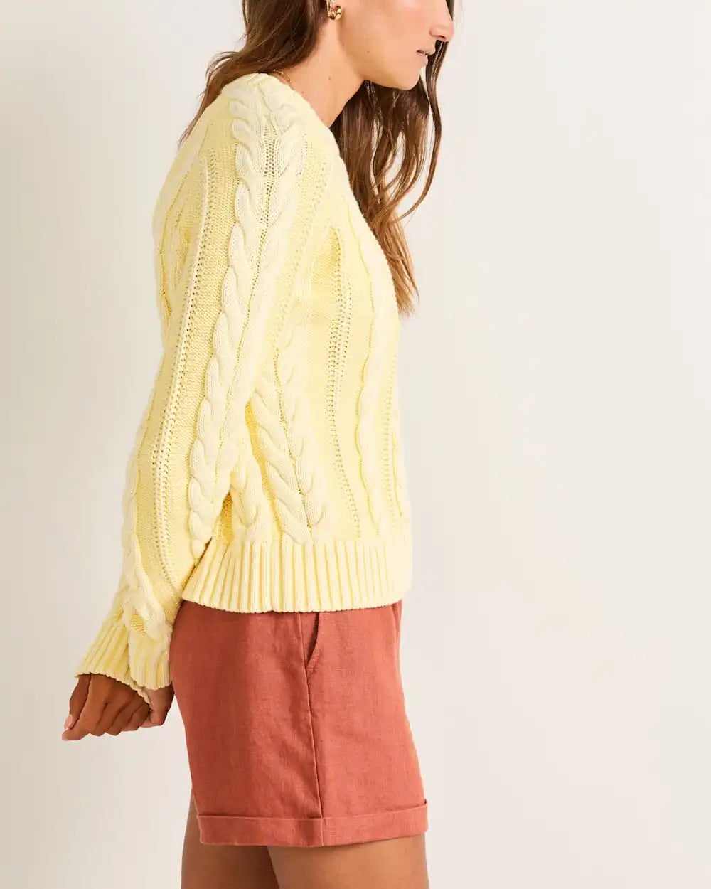 WOMEN'S COTTON CABLE SWEATER