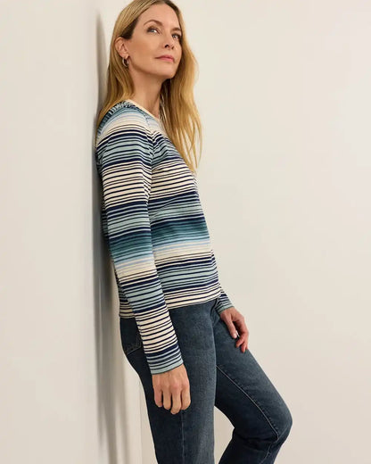WOMEN'S LONG-SLEEVE STRIPE DESCHUTES TEE