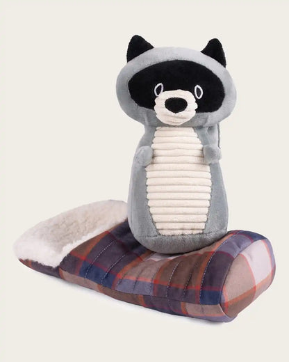 PET PLUSH CAMPING RACOON TOY