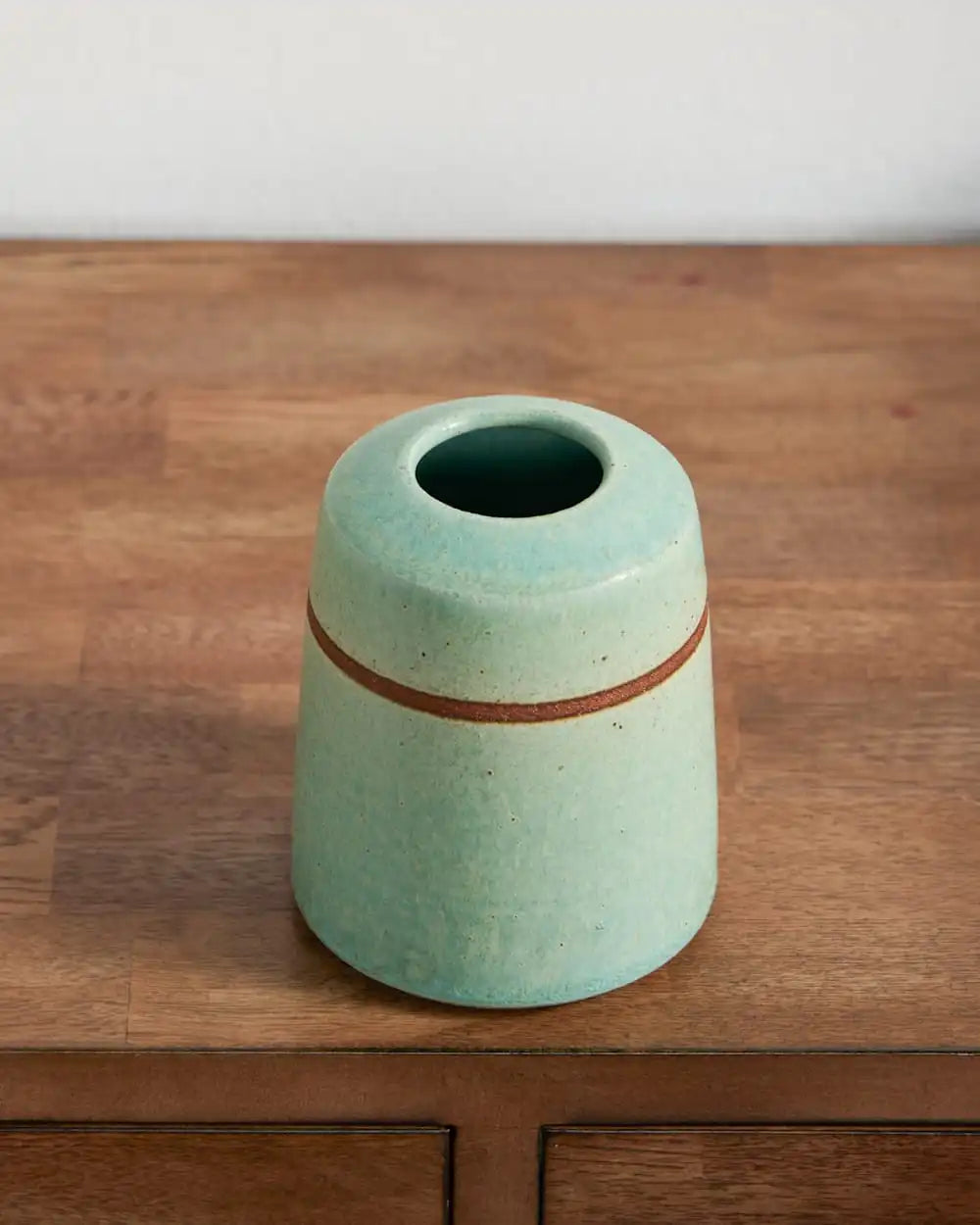 HANDMADE STONEWARE & WOOD BUD VASE