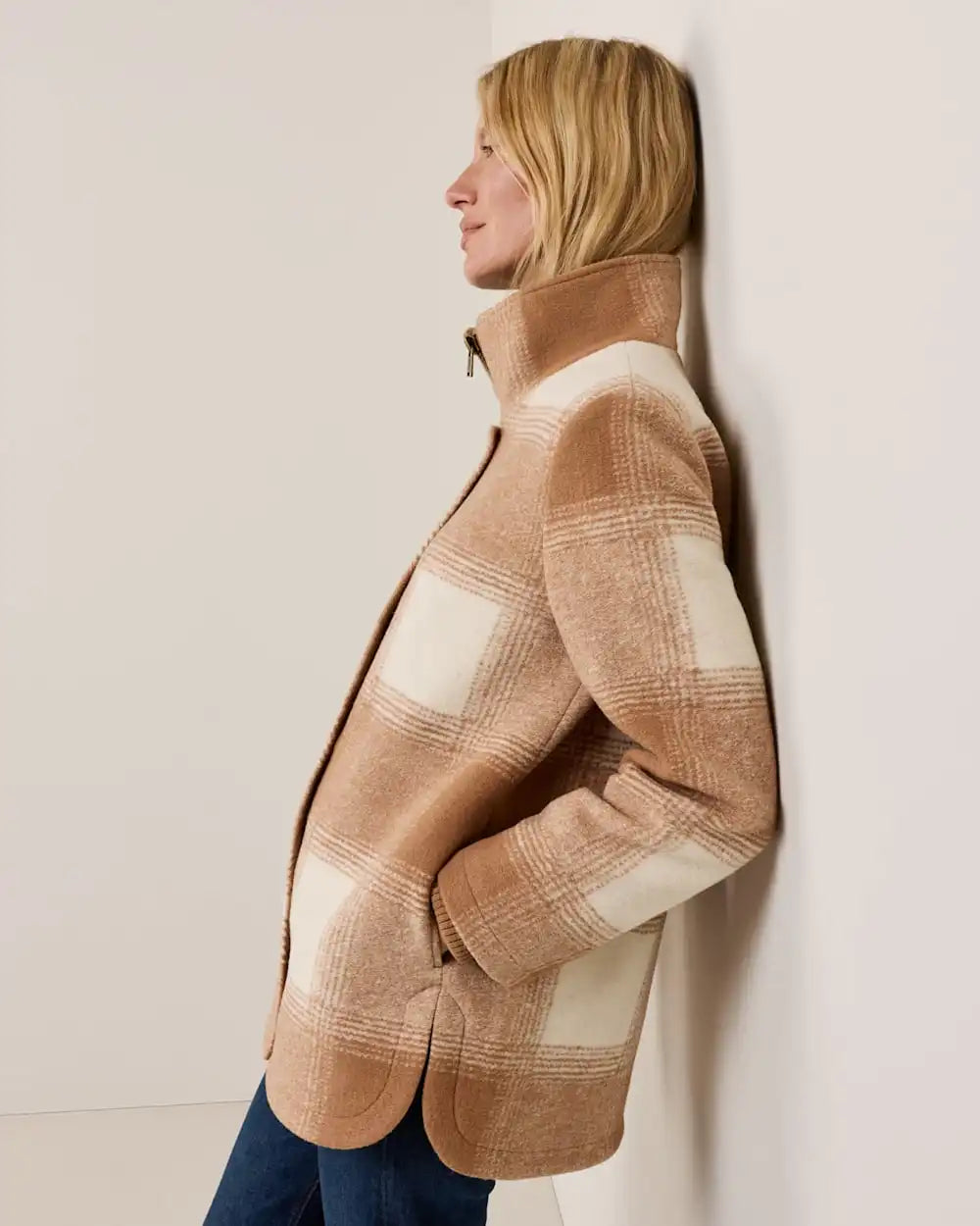 WOMEN'S PLAID WOOL COAT