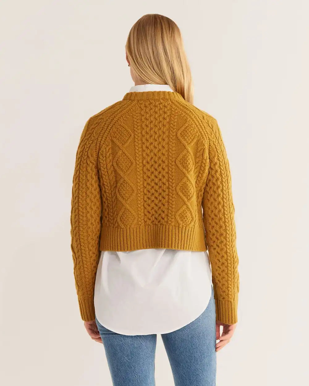 WOMEN'S SHETLAND COLLECTION FISHERMAN SWEATER