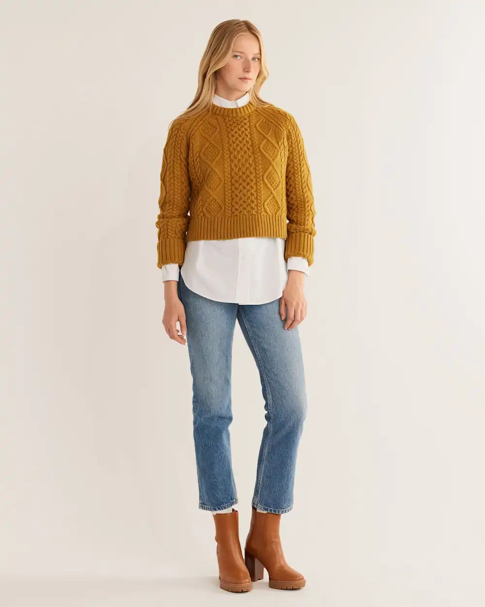 WOMEN'S SHETLAND COLLECTION FISHERMAN SWEATER