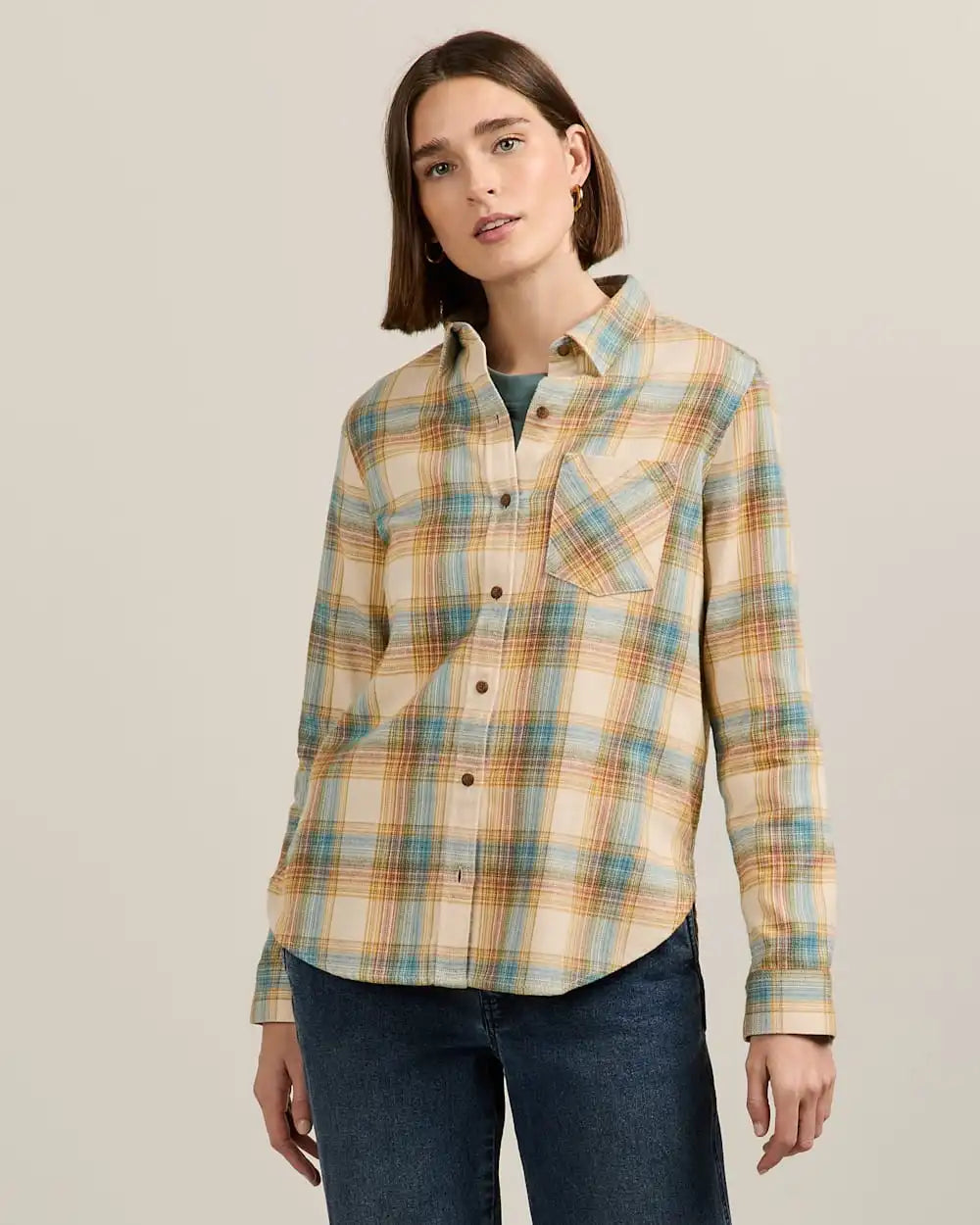 WOMEN'S PLAID COTTON FLANNEL RELAXED SHIRT