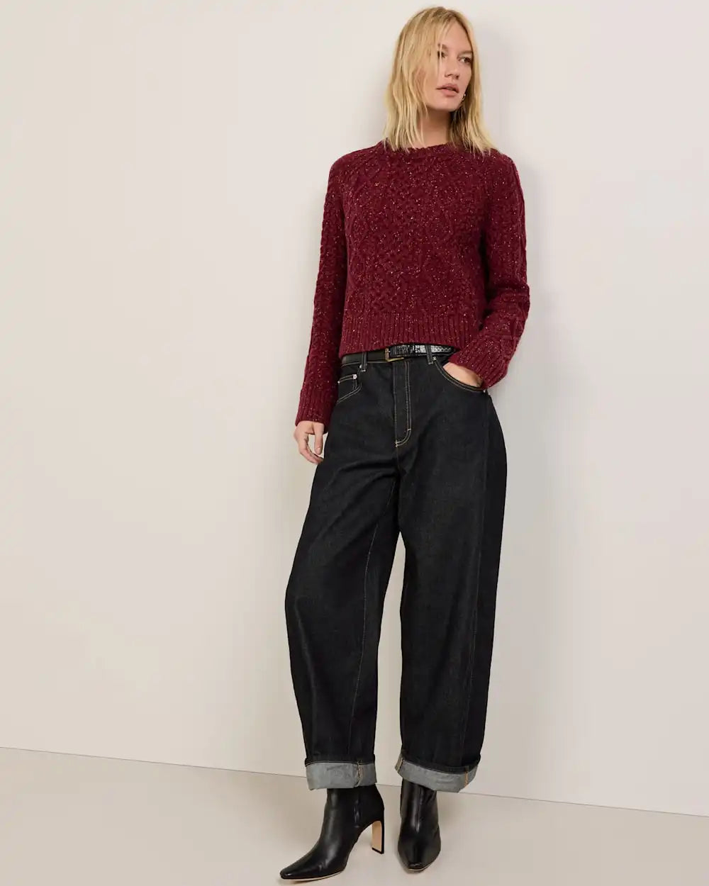 WOMEN'S FISHERMAN DONEGAL WOOL SWEATER