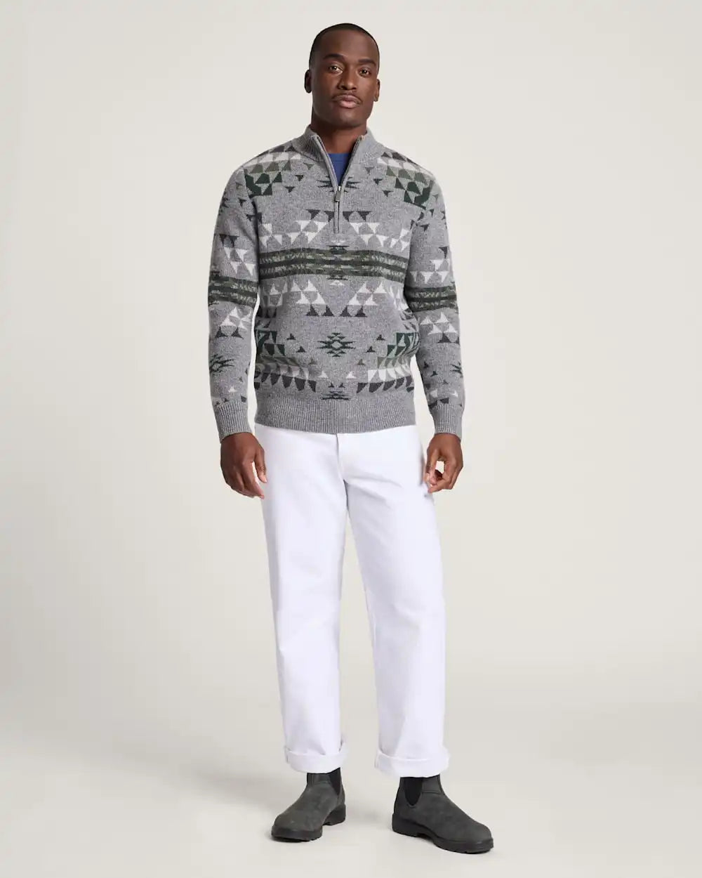 MEN'S AUTUMN BIRCH LAMBSWOOL QUARTER-ZIP SWEATER
