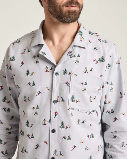 MEN'S SKI PRINT FLANNEL PAJAMA SET