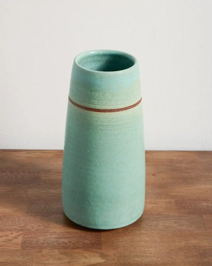 HANDMADE STONEWARE & WOOD STEM VASE