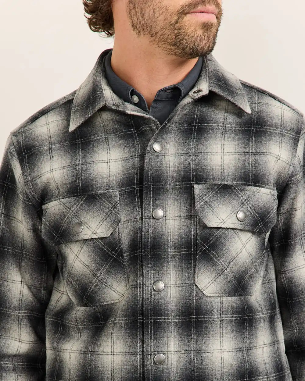 MEN'S PLAID QUILTED WOOL CPO JACKET