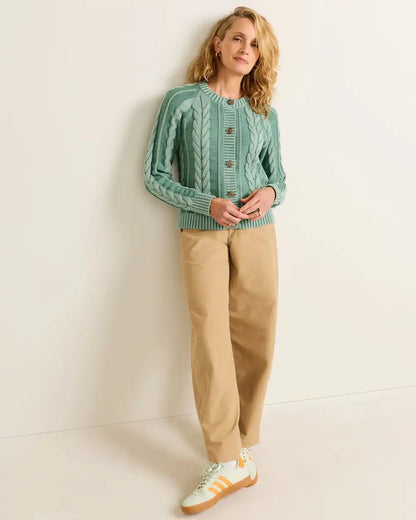 WOMEN'S COTTON CABLE CARDIGAN