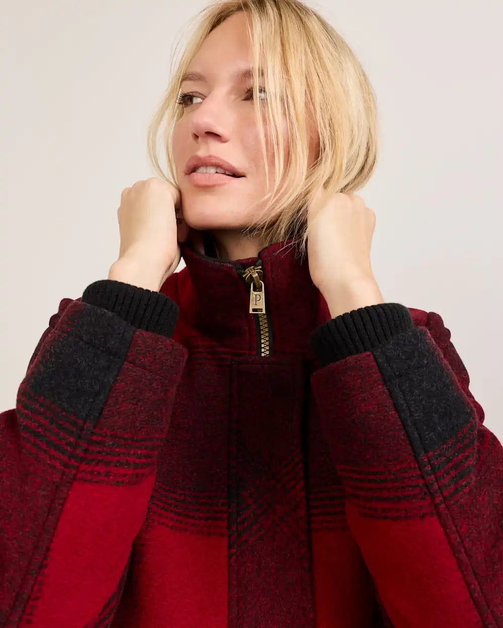 WOMEN'S PLAID WOOL COAT